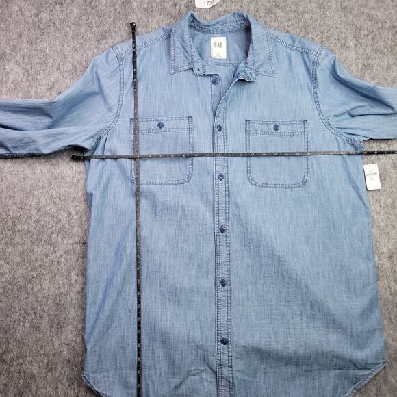 Gap Chambray Shirt Men Size XL Tall Long Sleeve Button Up Classic Cowboy Western - Picture 6 of 9